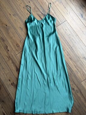 Zara Teal Slip Maxi Dress with Spaghetti Straps